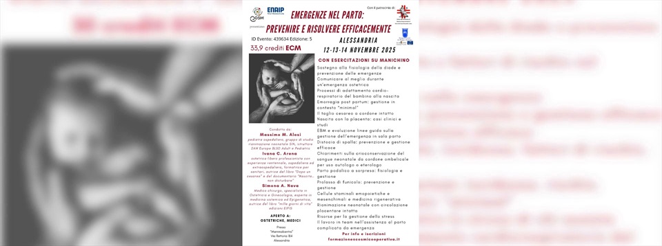 Emergenze nel parto: prevenire e risolvere efficacemente ALESSANDRIA